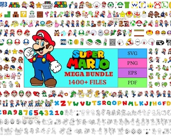 Super Mario Svg Mega Bundle, Luigi And Yoshi Clipart Download, Video Game Birthday Shirt, Sublimation Digital File