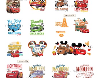 Lightning McQueen Png Bundle, Fast Race Car Sublimation Design, Awesome Boys Birthday Shirt, Mater Digital Clipart Download Artwork