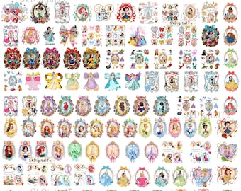 Princess Clipart Bundle, Cinderella Ariel Belle Png, Girls Birthday Party Decor, Magic Castle Shirt Design, Fairy Tale Sublimation File