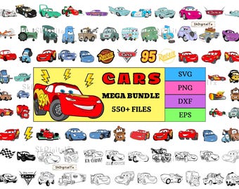 Lightning McQueen And Mater Svg Bundle, Racing Cars Clipart, Boys Birthday Shirt Design, Sublimation Digital Download File