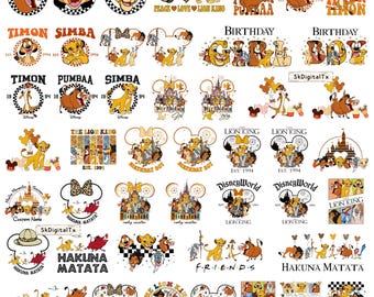 Lion King Clipart Bundle, Simba Timon Pumbaa Png, Hakuna Matata Safari Shirt Design, Family Vacation Digital File, Birthday Sublimation