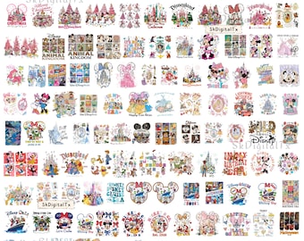 Magical Theme Park Clipart Bundle Png, Mouse And Princess Sublimation Files, Cartoon Family Vacation Shirt Design, Mega Craft Downloads
