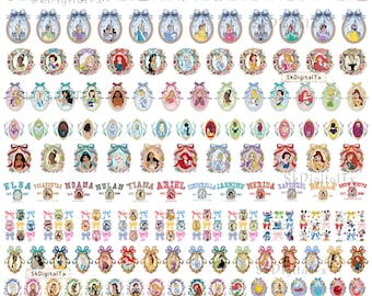 Princess Clipart Bundle, Cinderella Ariel Belle Png, Girls Birthday Party Decor, Coquette Bow Shirt Design, Fairy Tale Sublimation File