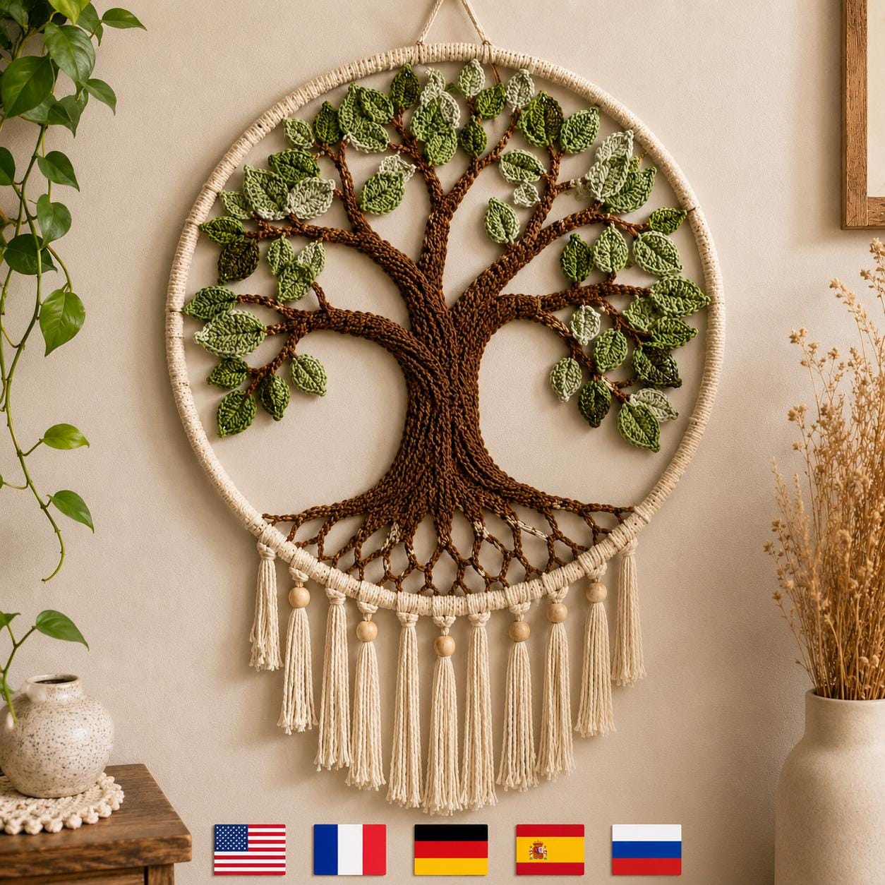 Macrame-Style Tree of Life Hoop Pattern