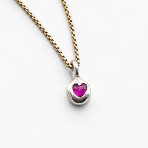 Ruby Heart Pebble Pendant