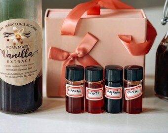 NEW SHOP Grand Opening 24 dollars .  Vanilla Extract Sampler: Ugandan, Madagascan, Tahitian, Hawaiian, Mixed Bean Blend (10ml Bottles)