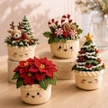 Crochet Pot Pattern Bundle, Christmas Tree, Poinsettia, Reindeer Decor (PDF Pattern