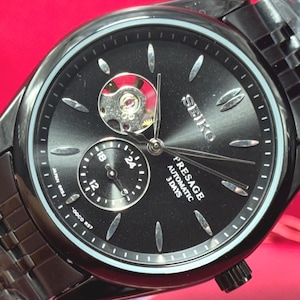 Gerestaureerd Seiko Presage subsecond open hart automatisch stalen band herenpolshorloge