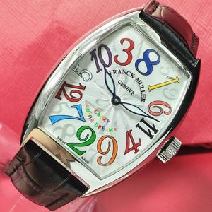 Vintage Franck Muller Geneve Crazy Color Dreams Automatik Leder Band Herren Armbanduhr