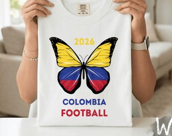 Colombia Football Butterfly Shirt, 2026 Soccer Fan Apparel, Comfort Colors® Tee