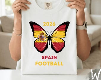 Spain Football Butterfly Tee, Soccer Fan 2026 Gift, Gift for Spain Fan, Comfort Colors® Shirt, Summer 2026 Graphic T-Shirt
