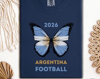 Argentina Butterfly Football Shirt, Comfort Colors 2026 Soccer Tee, Argentina Soccer Fan Gift, Summer 2026 Graphic T-Shirt