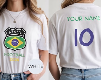 Brazil Soccer Soccer T-Shirt, Custom Name Number Football Tee, 2026 Gift, Comfort Colors® Personalized Shirt