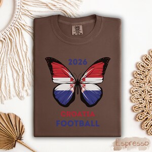 Croatia Butterfly Football Shirt, Comfort Colors 2026 Soccer Tee, Croatia Soccer Fan Gift, Summer 2026 Graphic T-Shirt image 12