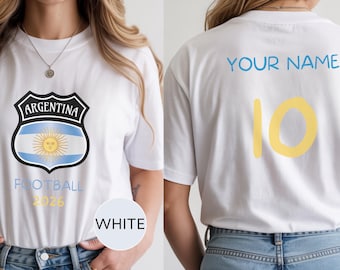 Argentina Soccer T-Shirt, Custom Name Number Football Tee, 2026 Gift, Comfort Colors® Personalized Shirt