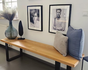 Massivholz Eiche Sitzbank, Gartenbank, Sitzbank Esszimmer, Sitzbank Flur Sitzbank Handgemacht, Massivholz Bank, Rustikale Sitzbank