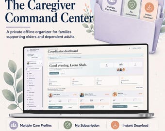 Caregiver Command Center | Digital Care Planner Web App (Instant Download)
