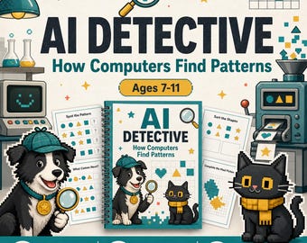 AI for Kids Workbook | Screen-Free AI Activities, Logic Puzzles & Digital Literacy for Ages 7–11 | Printable PDF