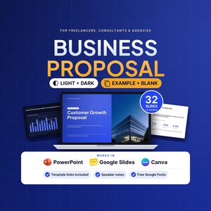 Mall för affärsförslag | Kundförslag med 32 bilder | PowerPoint, Google Slides, Canva