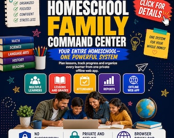 Homeschool Planner Web App | Multiple Kids, Lesson, Grade, Attendance Tracker (Offline Browser Download)