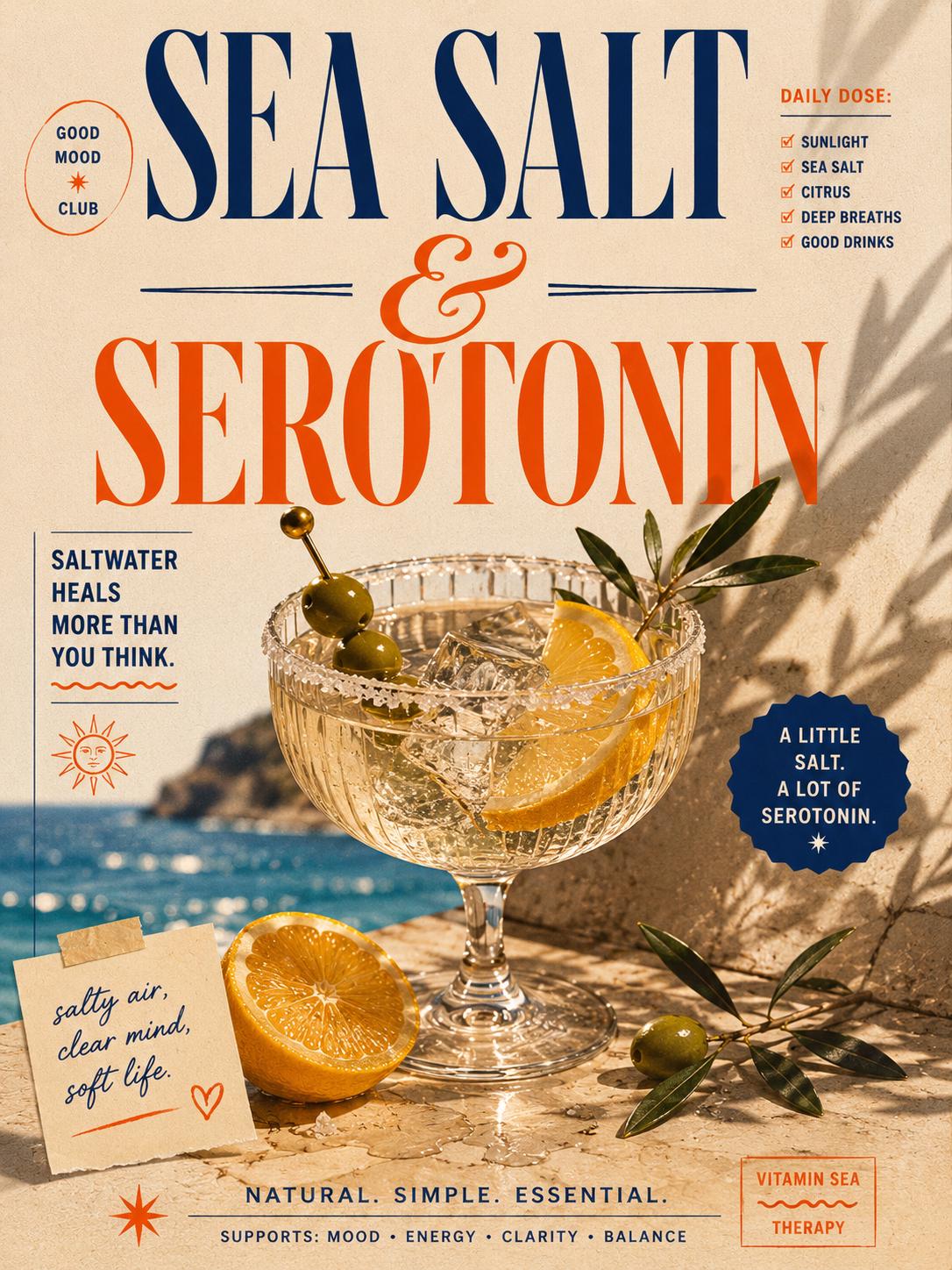 Sea Salt & Serotonin Poster | Mediterranean Coastal Wellness Print ...