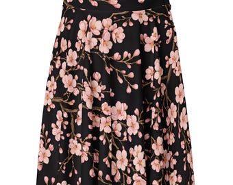 Midnight Cherry Blossom  Bloom Women's Skater Skirt