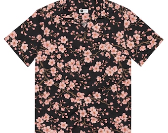 Midnight Cherry Blossom Bloom Unisex button shirt