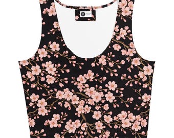 Midnight Cherry Blossom Bloom Women's Crop Top
