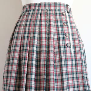 Hammer Karo Bauernrock, Rot, Grün, Blau, Beige Österreichischer Deutscher Dirndl Rock, Faltenrock, voller Midi Trachtenrock, klein S / M