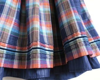 Duitse Hummelsheim Dirndl Rok, Madras Check Trachten Rok, Beierse Junior Folklore Rok, Hoge Taille Rok, Volledige Midi Rok, Petite XXS