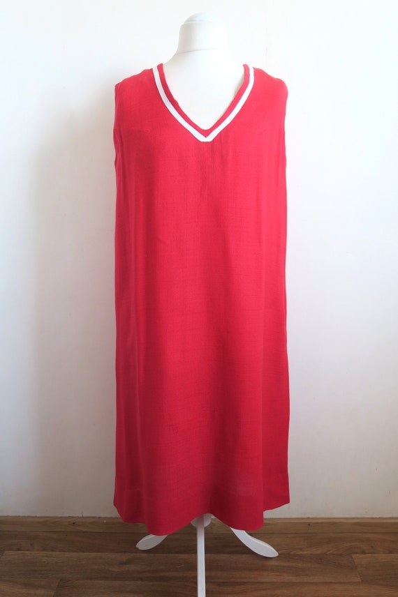 Iconic 60's Mod Dress, Hot Red Marine Shift Dress, Sl… Gem