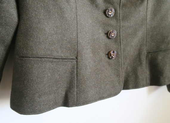 Austrian Loden Wool Blazer, Khaki Green Lapel Jac… - image 4