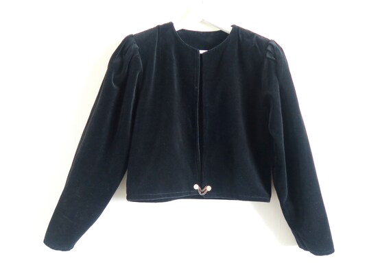 Black Velvet Cropped Jacket, Puffed Leg-o-Mutton S
