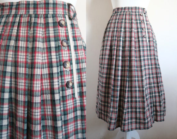Hammer Checked Peasant Skirt, Red, Green, Blue, B… - image 1