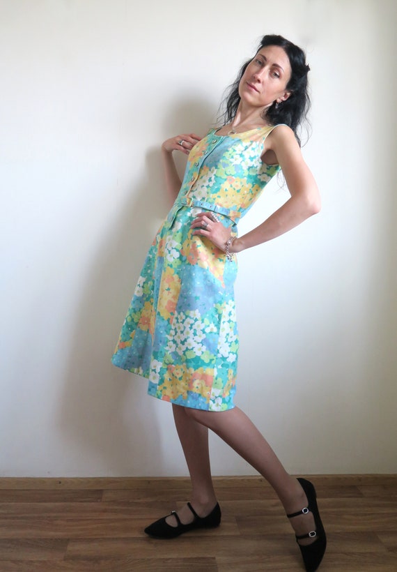 60's Mini Sporting Dress, Button Front Dress, Sle… - image 4