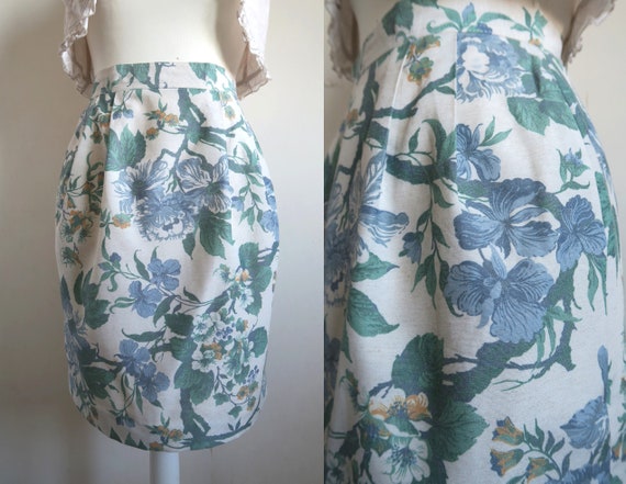 High waisted floral pencil skirt sales