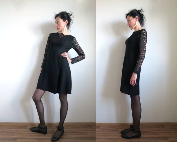 60's Little Black Dress, Formal Mini Dress, Mesh … - image 4