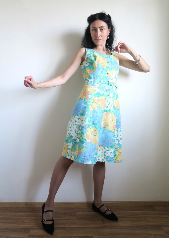 60's Mini Sporting Dress, Button Front Dress, Sle… - image 3