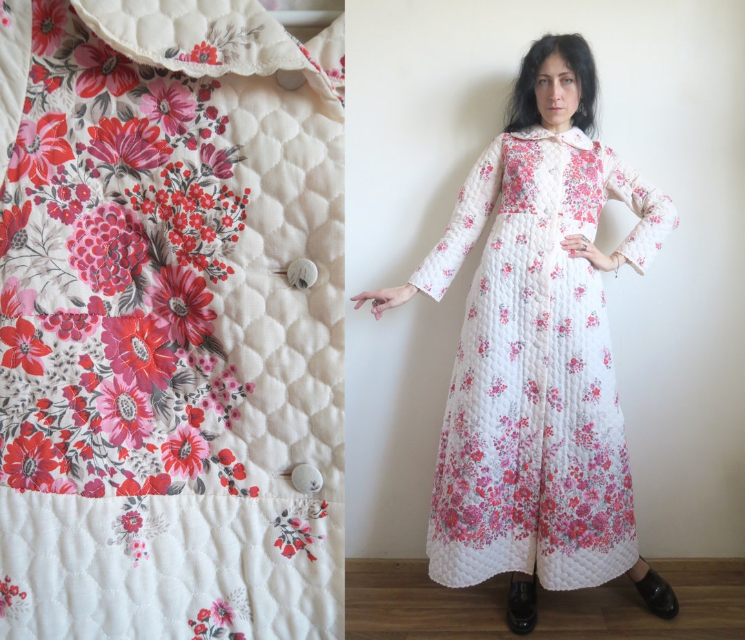TRIUMPH Quilted Calico Robe, Warm Hostess Maxidress, Prairie Lounge ...