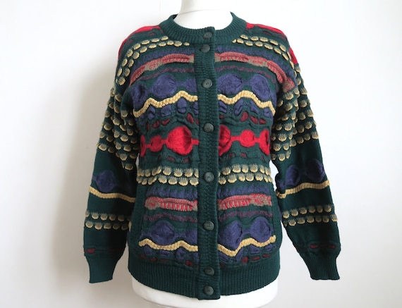 Oskar Haug Knitted Cardigan, Irish Crazy Knit Sweater, 3D