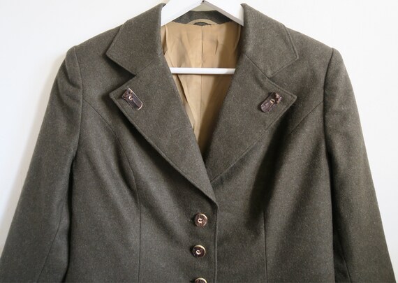 Austrian Loden Wool Blazer, Khaki Green Lapel Jac… - image 1