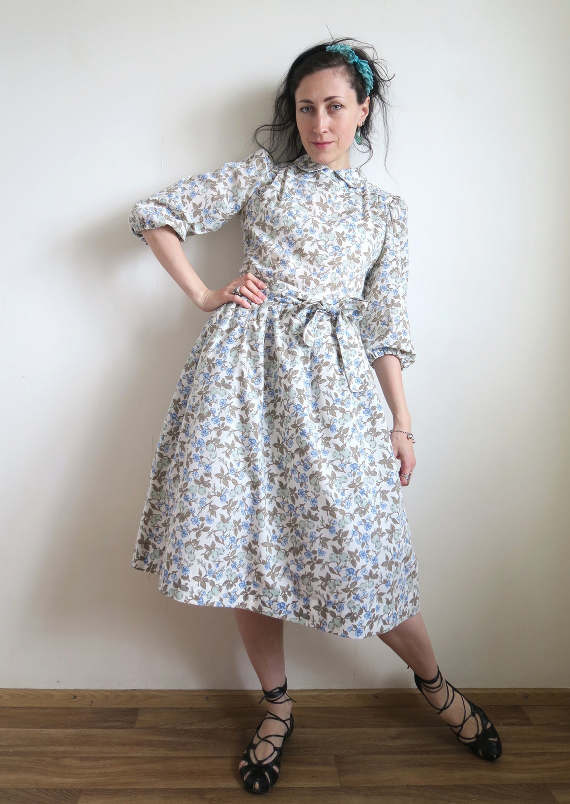 Modest Prairie Dress Floral Calico Preppy Dress Cute - Etsy