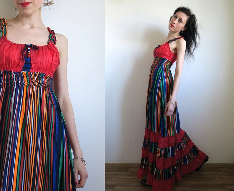 orange and blue sundress