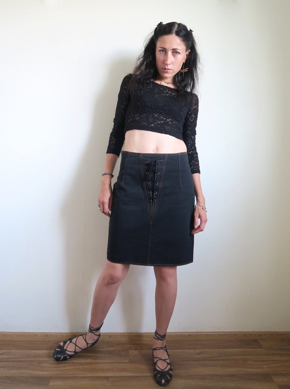 French Denim Mini Skirt, Autrement Privilege, Lace