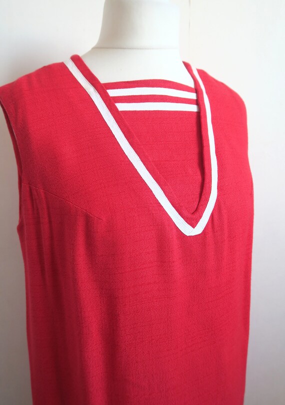 Iconic 60's Mod Dress, Hot Red Marine Shift Dress, Sl… Gem