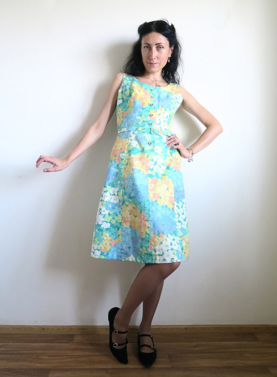60's Mini Sporting Dress, Button Front Dress, Sle… - image 2