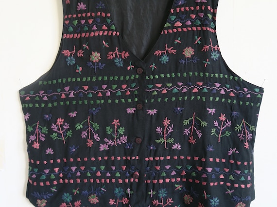 INDISKA Embroidered Folk Vest, India Made Boho Wa… - image 1