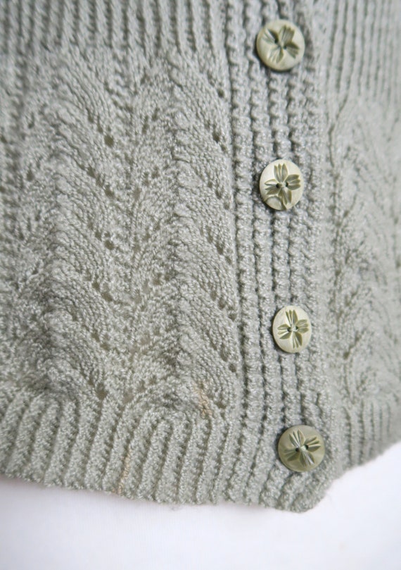 Cotton Knit Roll Cardigan in Sage