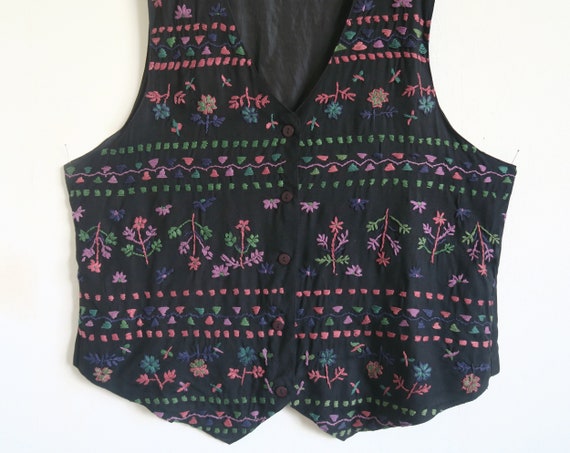 INDISKA Embroidered Folk Vest, India Made Boho Wa… - image 4