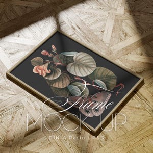 Rustic Wood Floor Frame Mockup: ISO A Ratio PSD Wall Art Display (Digital Download)